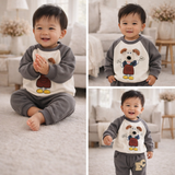 Conjunto de cárdigan y falda de algodón tejido para niña pequeña