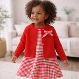 Vestido elegante para niña de algodón de punto premium