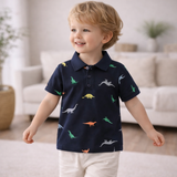 Kids Short Sleeve Dinosaur Polo Shirt
