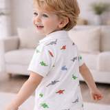 Kids Short Sleeve Dinosaur Polo Shirt