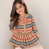 2-Piece Girls' Knit Skirt and Cardigan Set