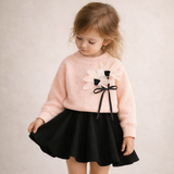 Conjunto de cárdigan y falda de algodón tejido para niña pequeña
