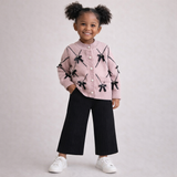 Knit Cotton Girls' Set with Pearls