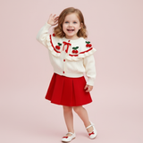 Holiday Cherry Knit Ruffle Cardigan & Skirt