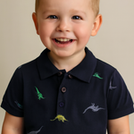 Kids Short Sleeve Dinosaur Polo Shirt