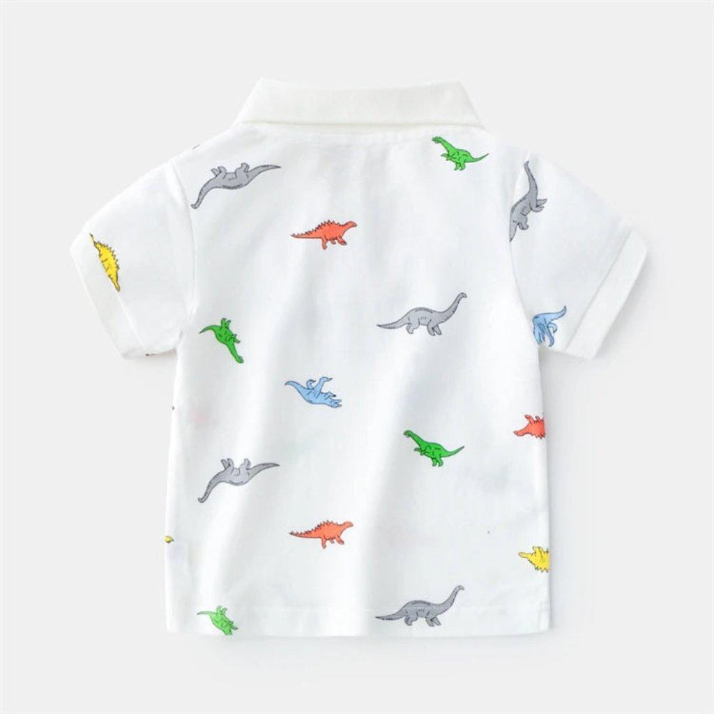 Kids Short Sleeve Dinosaur Polo Shirt