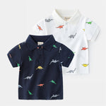 Kids Short Sleeve Dinosaur Polo Shirt