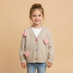 Knit Cotton Cardigan with Hearts