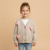Knit Cotton Cardigan with Hearts