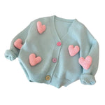Knit Cotton Cardigan with Hearts