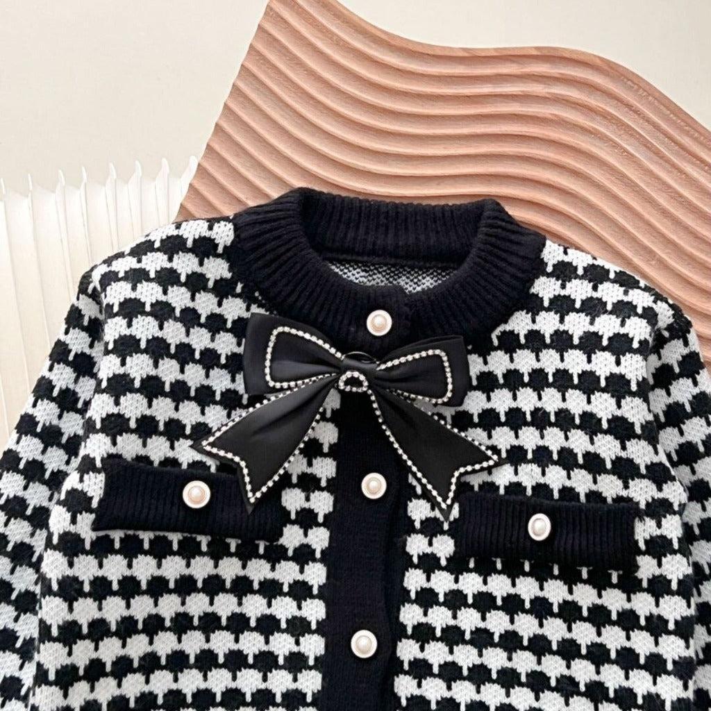 Knit Cotton Girls' Cardigan & Skirt Set