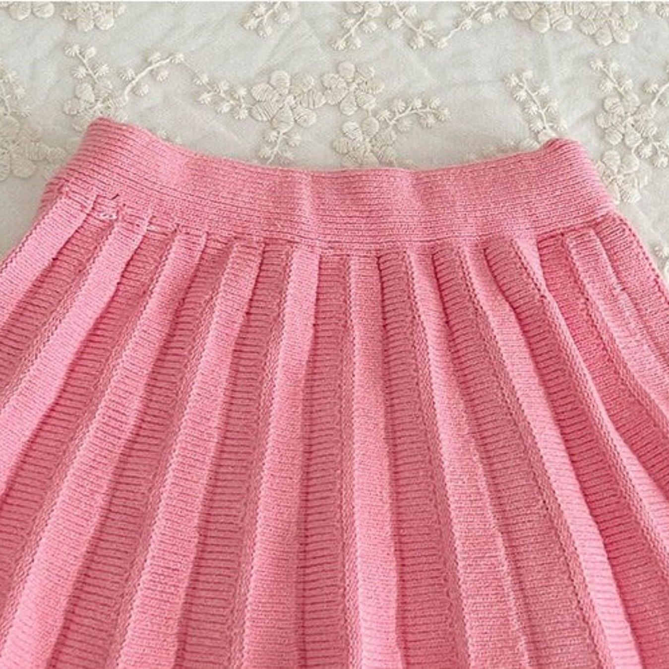 Knit Cotton Girls' Cardigan & Skirt Set