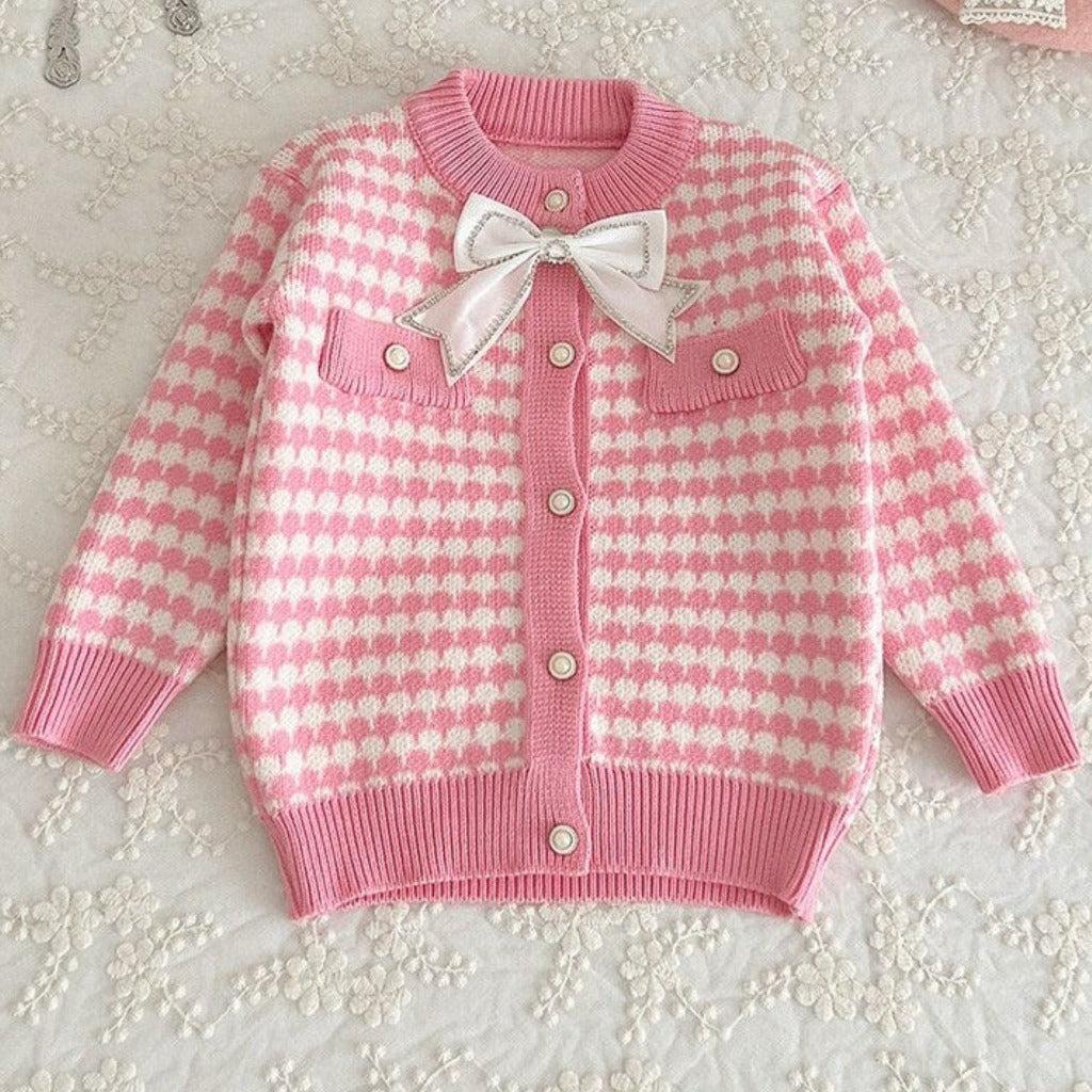 Knit Cotton Girls' Cardigan & Skirt Set