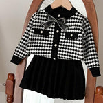 Knit Cotton Girls' Cardigan & Skirt Set