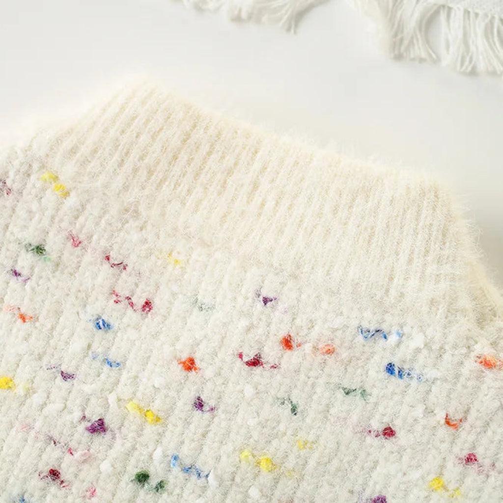 Knitted Heart Sweater & Ruffle Skirt