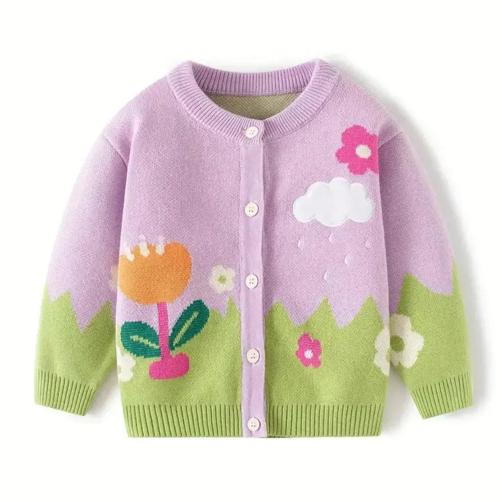 Little Girls' Floral Cardigan in Pink