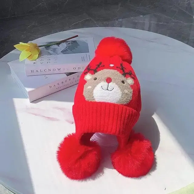 Plush Character Pom-Pom Hat
