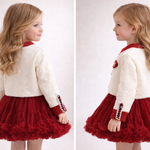 Royal Red Princess Cardigan & Skirt Set