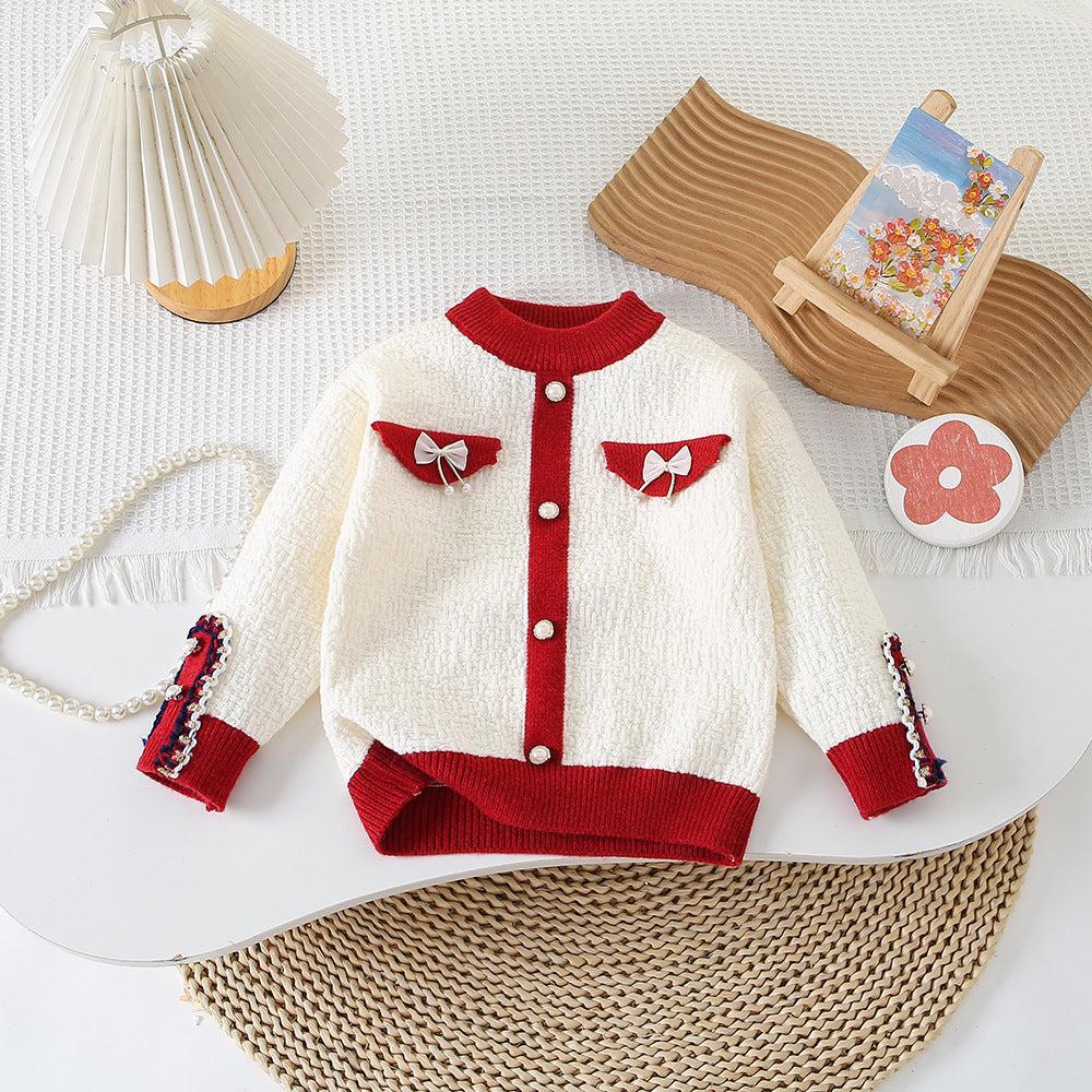Royal Red Princess Cardigan & Skirt Set