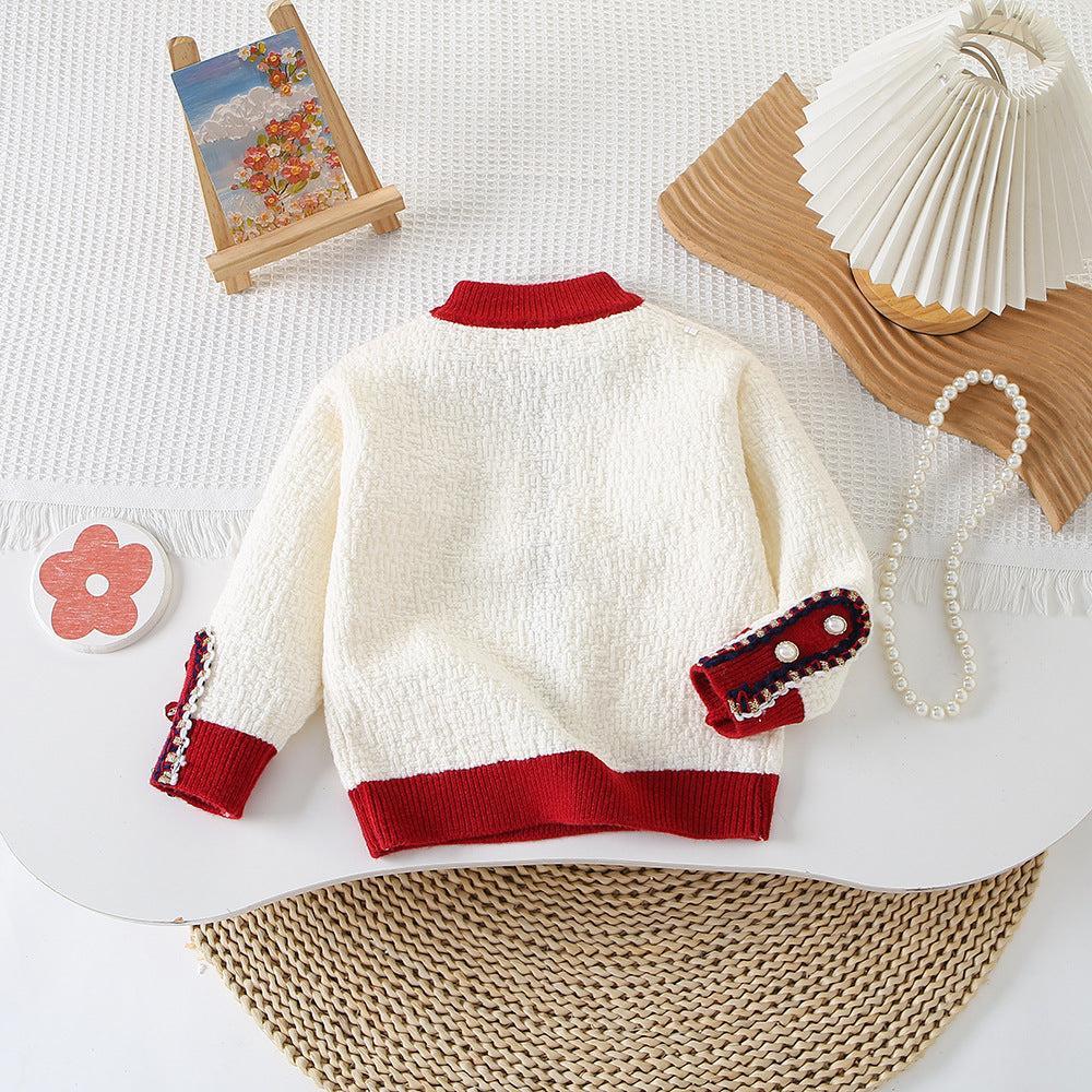Royal Red Princess Cardigan & Skirt Set