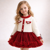 Royal Red Princess Cardigan & Skirt Set
