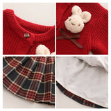 2-Piece Bunny Retro Skirt & Cardigan Set