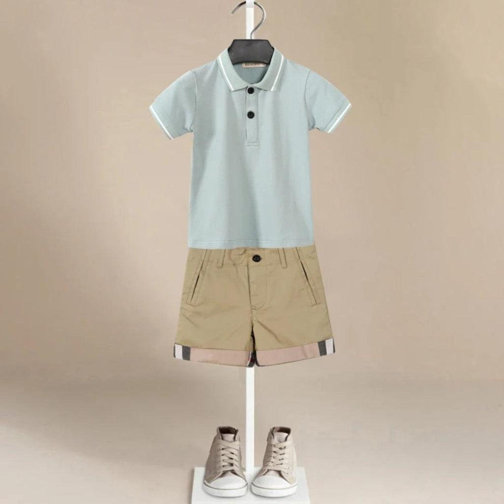 Sage Blue Top & Bottom Boys' Set