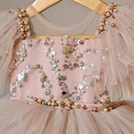 Sequin Princess Cake Dress in Beige Pink