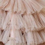 Sequin Princess Cake Dress in Beige Pink
