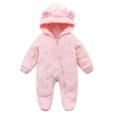 Snowflake Cozy Fleece Hooded Baby Romper