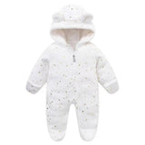Snowflake Cozy Fleece Hooded Baby Romper