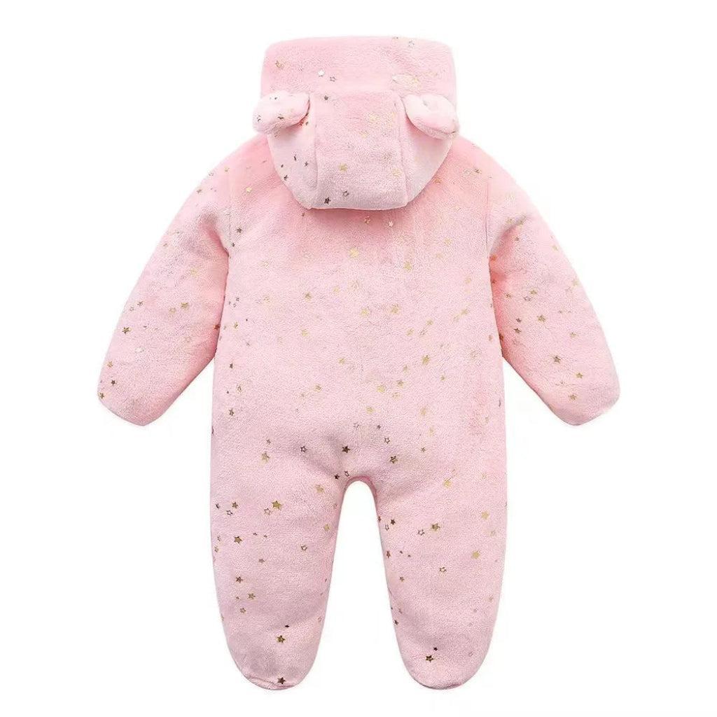 Snowflake Cozy Fleece Hooded Baby Romper