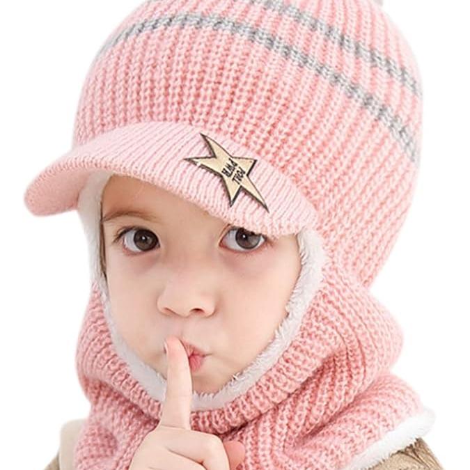 Star Visor Knit Hat & Neck Warmer