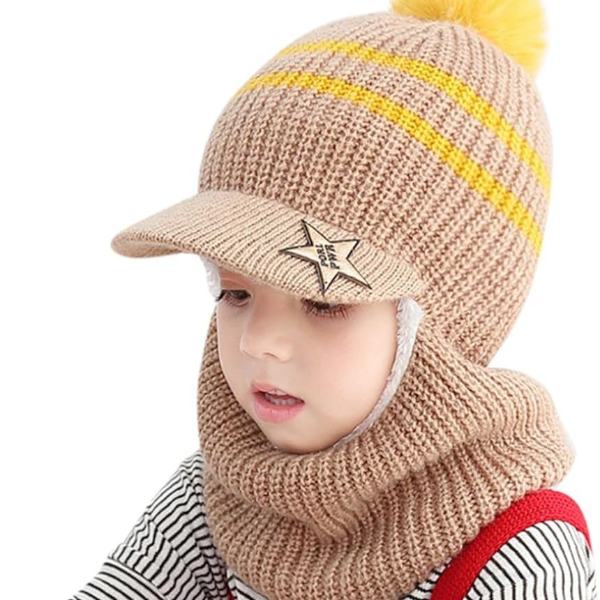 Star Visor Knit Hat & Neck Warmer