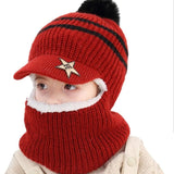 Star Visor Knit Hat & Neck Warmer