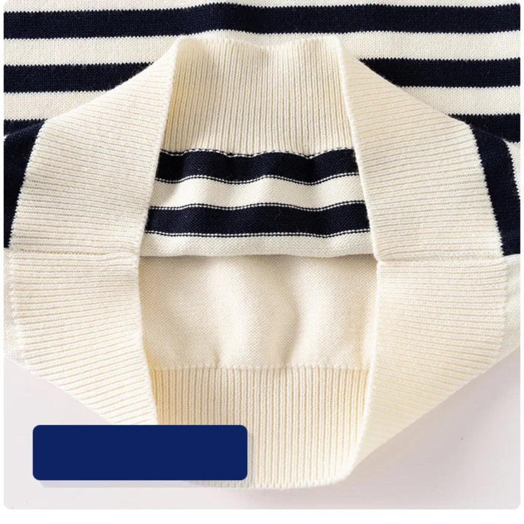 Striped Cotton-Blend Teddy Pullover