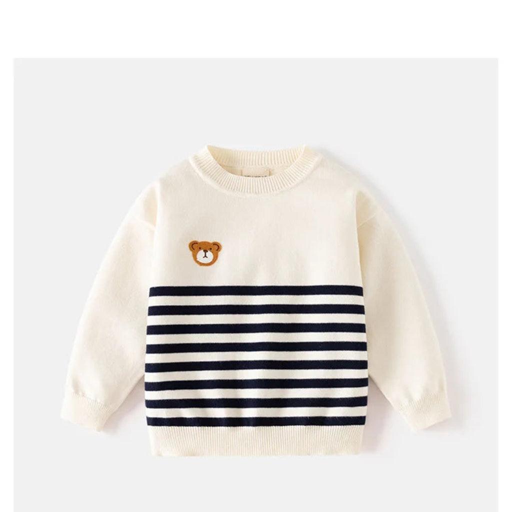 Striped Cotton-Blend Teddy Pullover