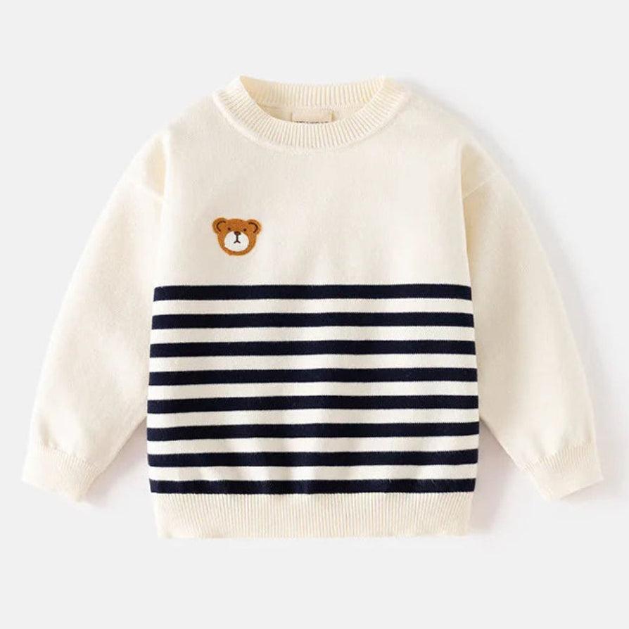Striped Cotton-Blend Teddy Pullover