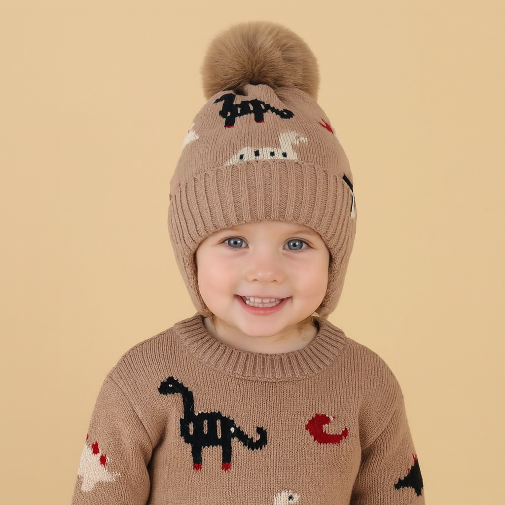 Thick Winter Dino Hat & Neck Warmer
