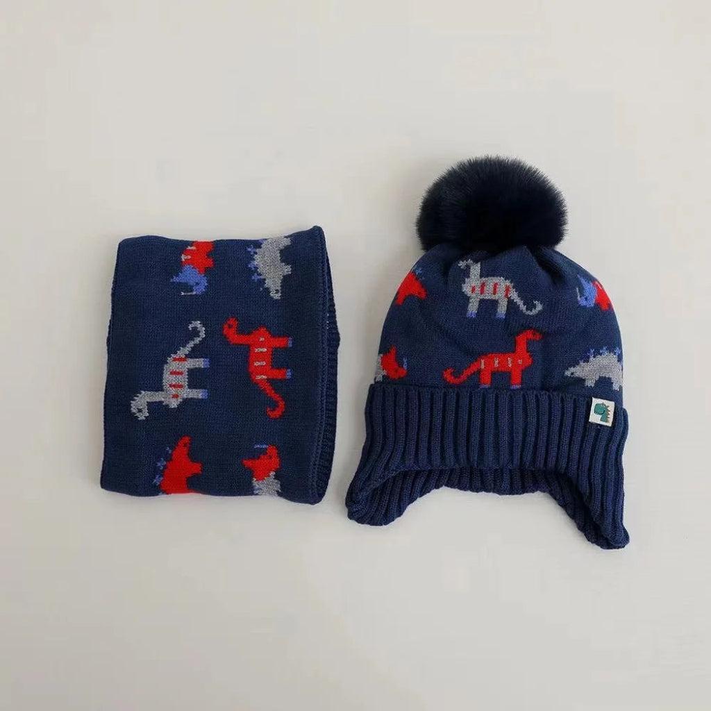 Thick Winter Dino Hat & Neck Warmer