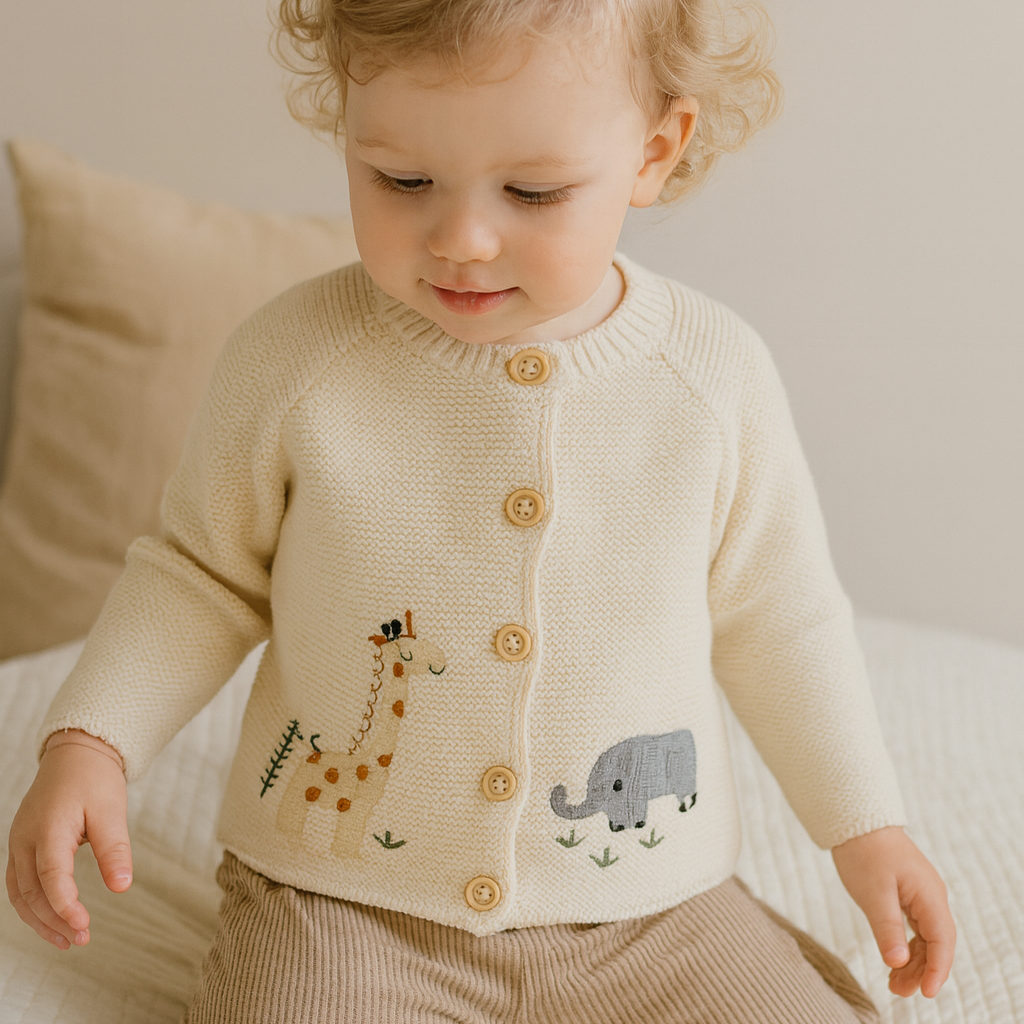 Unisex Baby Embroidered Cotton Cardigan