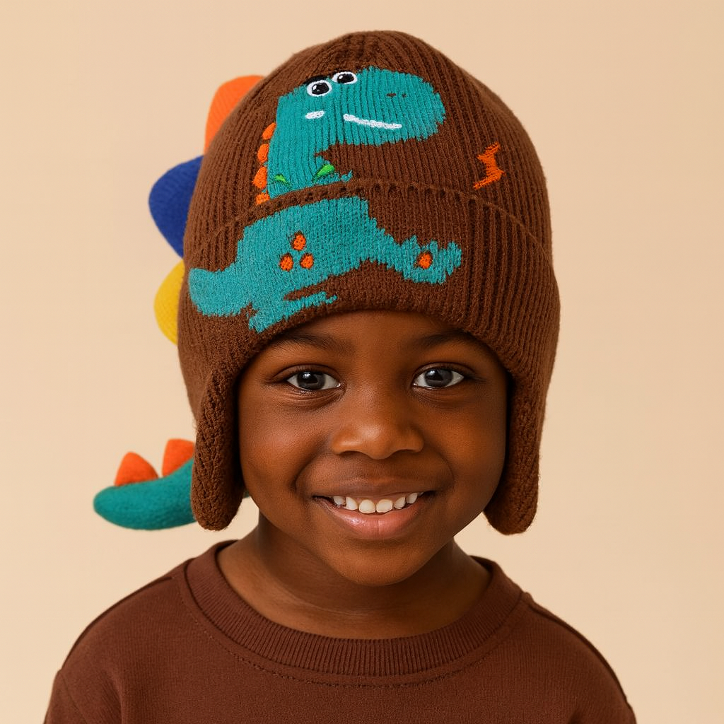 Unisex Embroidered Dino Beanie/Hat