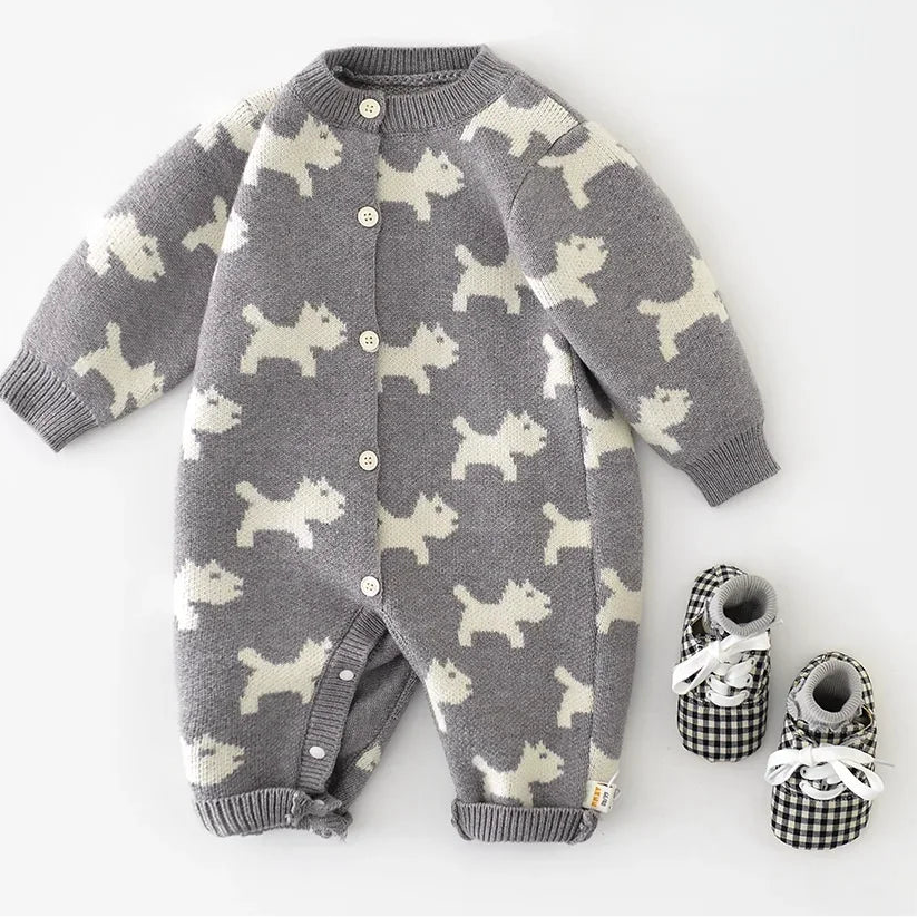 Unisex Knit Puppy Love Romper
