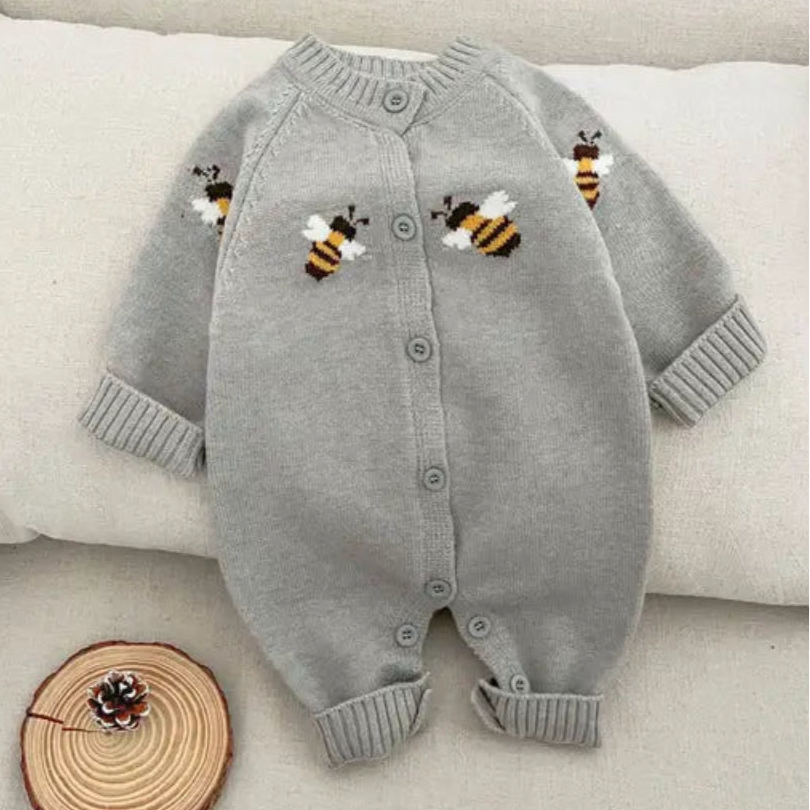 Unisex Knitted Bee Romper