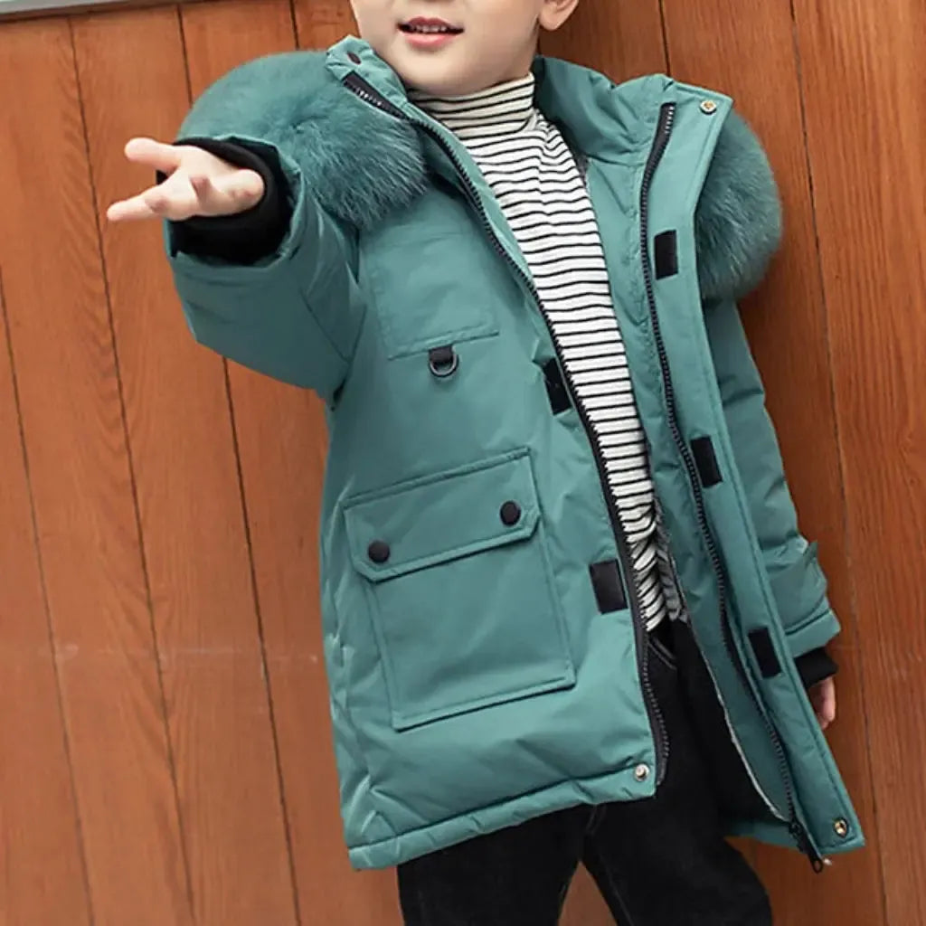 Unisex Warm Winter Jacket with Faux Fur