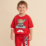 Conjunto de cárdigan y falda de algodón tejido para niña pequeña