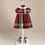 Vienna Cotton Girls' Dress in Red & Beige