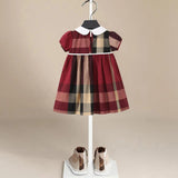 Vienna Cotton Girls' Dress in Red & Beige