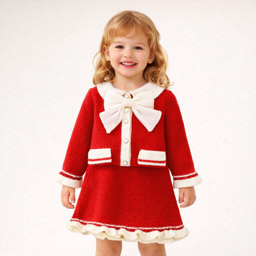 Vintage Festive Bow Jacket & Skirt