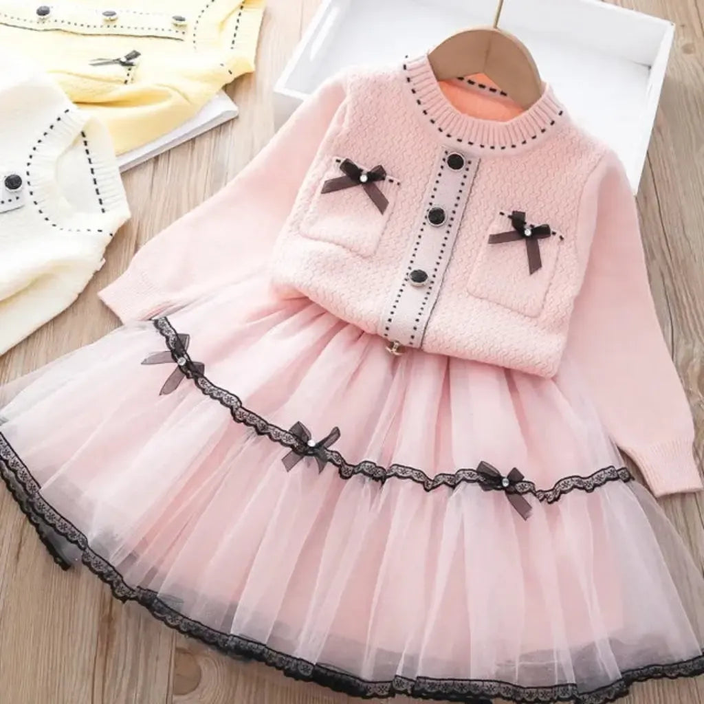 Winter Twirl Princess Dress & Cardigan Set